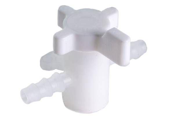 2-Wege Schlauchventil aus PVDF PN1, 6 mm