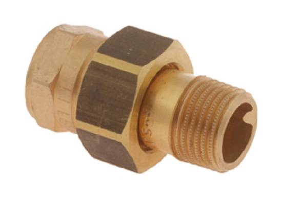 Verschraubung mit Innen- und Außengewinde, flach dichtend, MS Rp 3/4“, R 3/4“-0