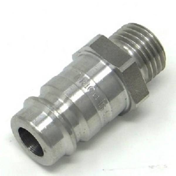 Kupplungsstecker NW10 mit Außengewinde, beidseitig absperrend ES G 3/8“, 35 bar