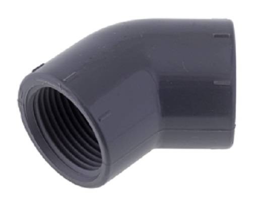 45° PVC-U-Gewindewinkel, Rp 2“, 51,0 mm 75,0 mm-0