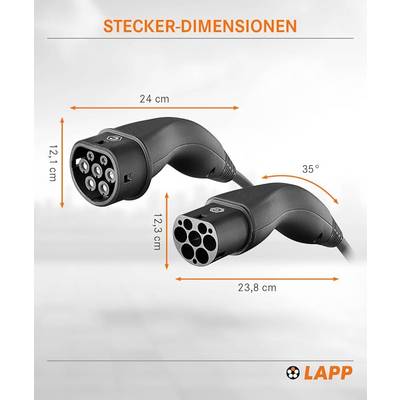 LAPP Mobility E-Auto Ladekabel Typ 2, 5 m , 11 kW, 20 A, 3-phasig Mode 3, IP55, schwarz-2