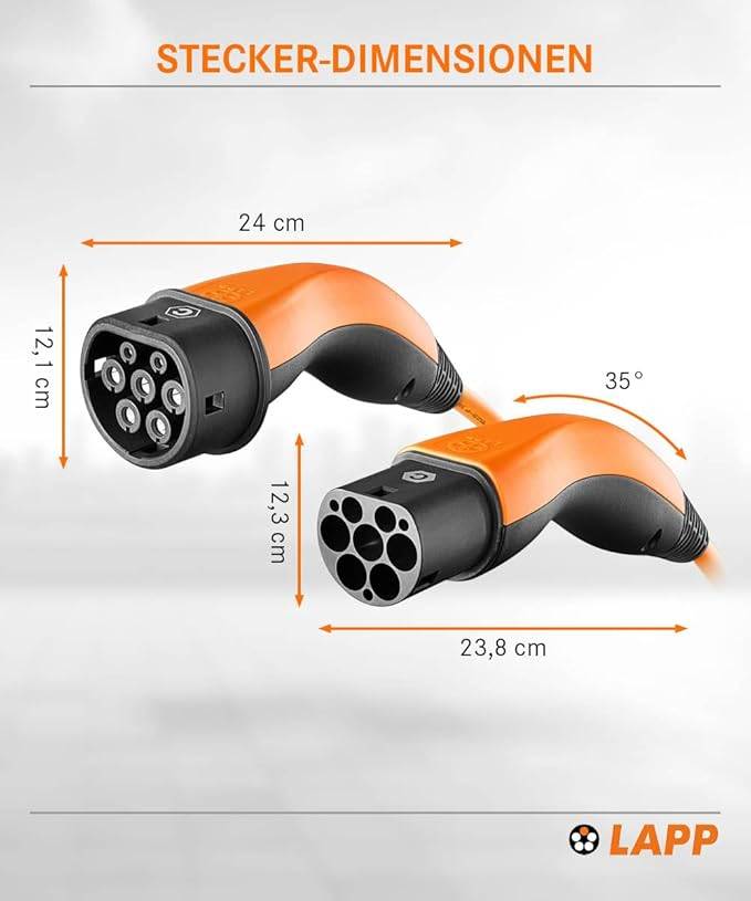 LAPP Mobility E-Auto Ladekabel Typ 2, 10 m, 22 kW, 32 A, 3-phasig Mode 3, IP55, orange-3