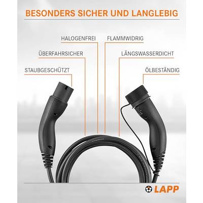 LAPP Mobility E-Auto Ladekabel Typ 2, 5 m , 11 kW, 20 A, 3-phasig Mode 3, IP55, schwarz-3