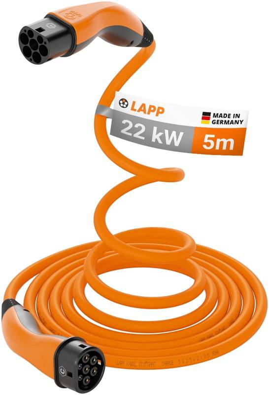 LAPP Mobility HELIX Typ 2 Ladekabel, 5 m, 22 kW, 32 A 3-phasig Mode 3 IP55, orange-0