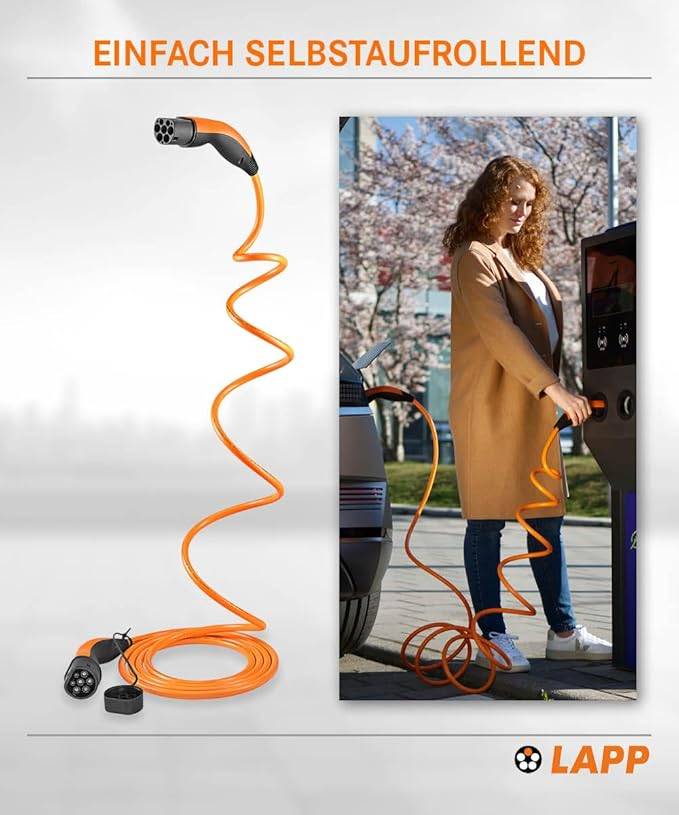 LAPP Mobility HELIX Typ 2 Ladekabel, 5 m, 22 kW, 32 A 3-phasig Mode 3 IP55, orange-4