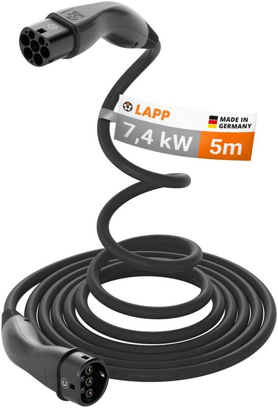 LAPP Mobility HELIX Typ 2 Ladekabel, 5 m, 7,4 kW, 32 A 1-phasig Mode 3, IP55, schwarz-0