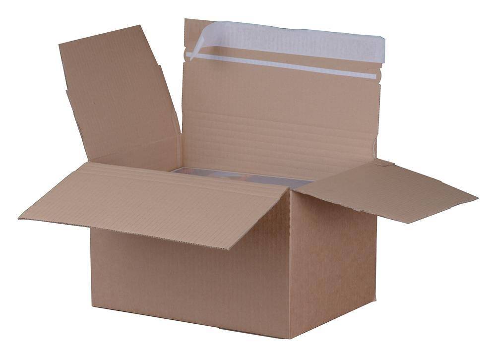 Fix-Aufrichtekarton mit Selbstklebeverschluss und Aufreißfaden 304x216x130-220 mm (A4)-2
