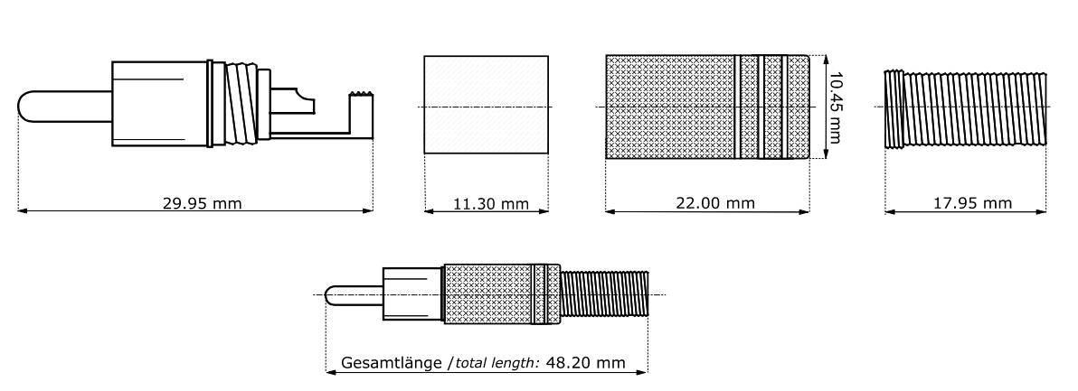 Goobay Cinch Stecker vergoldet, mit Knickschutz Schwarz-1