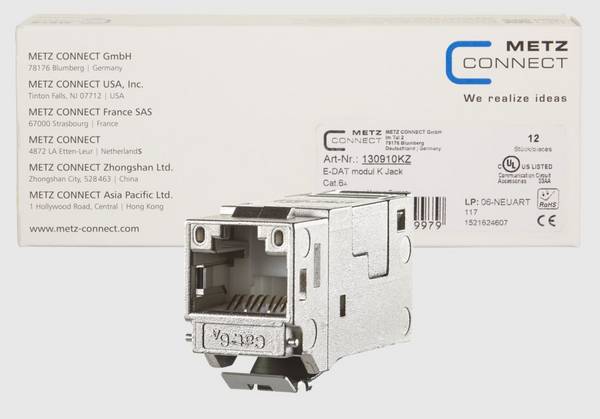 METZ CONNECT E-DAT modul Keystone Cat.6A Jack 180°