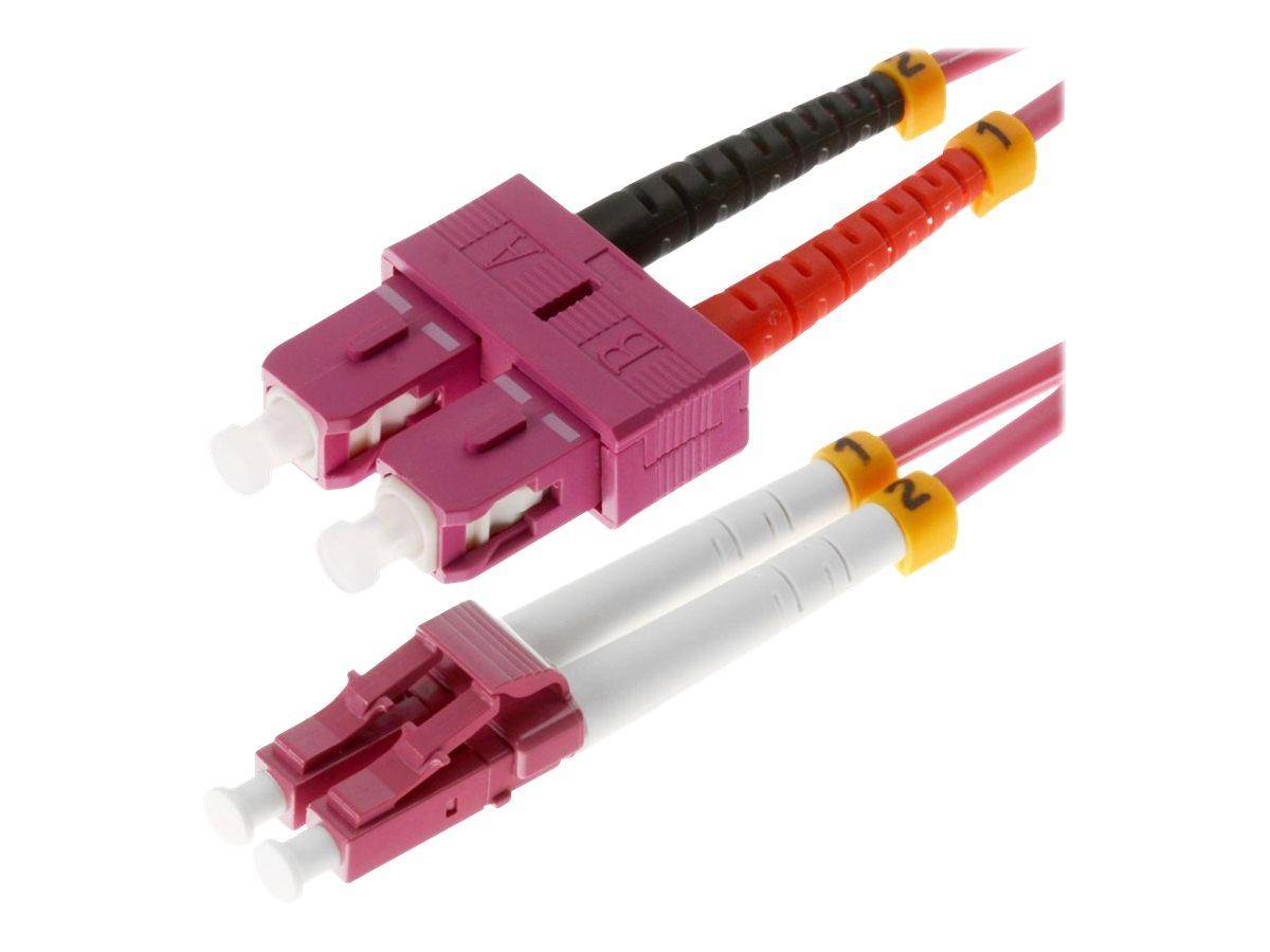 helos LWL Patchkabel 50/125µm OM4 LC/SC 1,5m SC Duplex Stecker/LC Duplex Stecker,erikaviolett-1