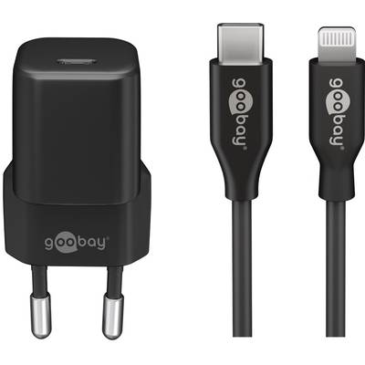 Goobay 61083 Nano USB-C Netzteil 20W / Apple Lightning Ladekabel / iPhone  Ladegerät USB Adapter 12V / Schwarz / Kabel 1m kaufen