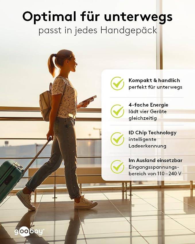 Goobay 44953 USB-A Netzteil 30W / 4fach Universal Ladegerät Apple Samsung / USB A Adapter / 4 Port Ladestecker / Schwarz-6