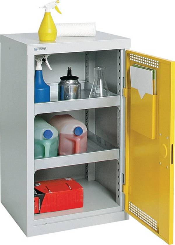 Umweltschrank H900xB500xT500mm lichtgrau/signalgelb 2 Wannen,10l STUMPF