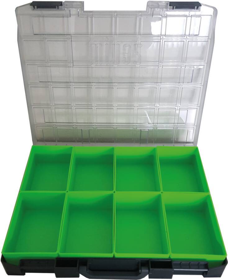 Sortimentskoffer Kunststoff mit Einsätzen ZK-0115-01-066-1-08 Abmessung (BxTxH) 436 x 365 x 72 mm Anzahl Boxen 8 Inhalt-0