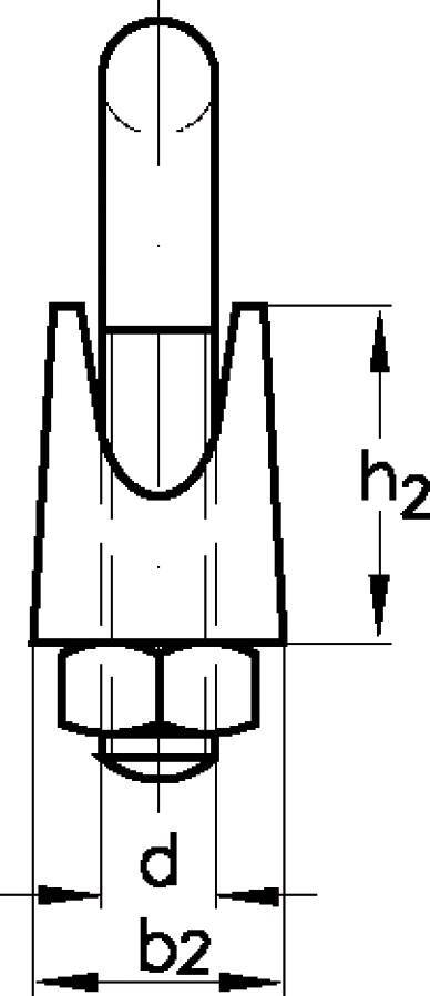 Drahtseilklemmen (ehemals DIN 741) verzinkt 941045701 max. Seil-Ø 3 mm Gewinde (d) M 4 mm Weite innen (b1) 4 mm Gesamthö-2