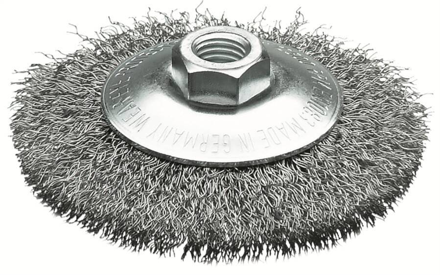 Kegelbürste, gewellter Draht 422177 Ausführung Stahldraht Ø 100 mm Drahtstärke 0,35 mm Gewinde M 14 Drehzahl max. 15000-0