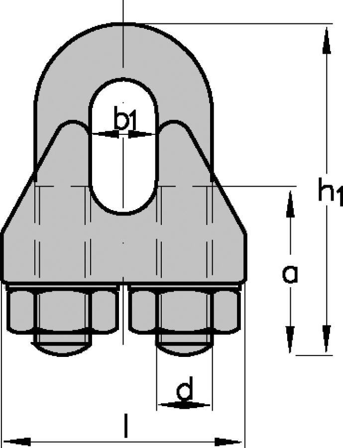 Drahtseilklemmen rostfrei 941046503 max. Seil-Ø 4 mm Gewinde (d) M 4 mm Weite innen (b1) 6 mm Gesamthöhe (h1) 23 mm Brei-1