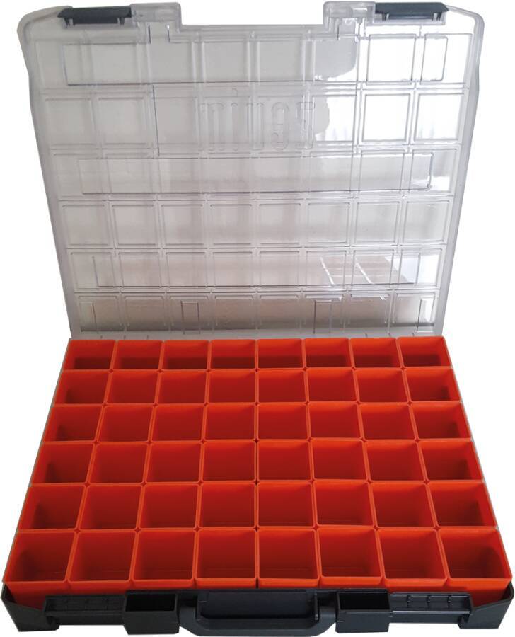 Sortimentskoffer Kunststoff mit Einsätzen ZK-0115-01-066-1-48 Abmessung (BxTxH) 436 x 365 x 72 mm Anzahl Boxen 48 Inhalt-0