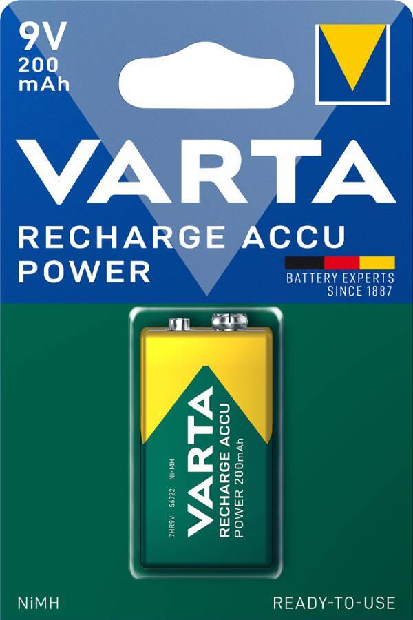 Akkus Ni-MH Varta Recharge Accu Power 09535 Typ E-Block 9V Bezeichnung PP3 Form 6LR61 Kapazität 200 mA-5