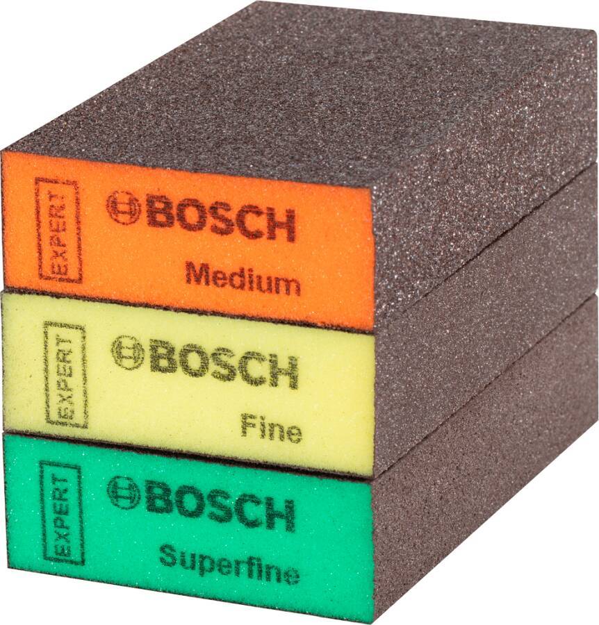 Schleifschwamm-Set EXPERT 3-tlg. 2608901175 Körnung mittel/ fein/ superfein Abmessung 69 x 97 x 26 mm Form 4x eckig Schl-0