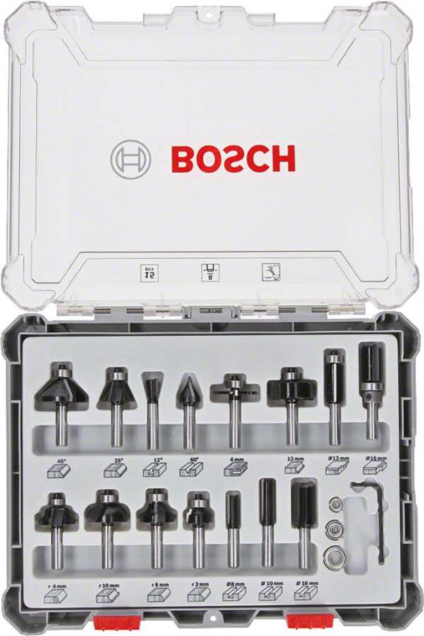 Fräser-Set PRO Schaft-Ø 8 mm, 15-teilig 2607017472