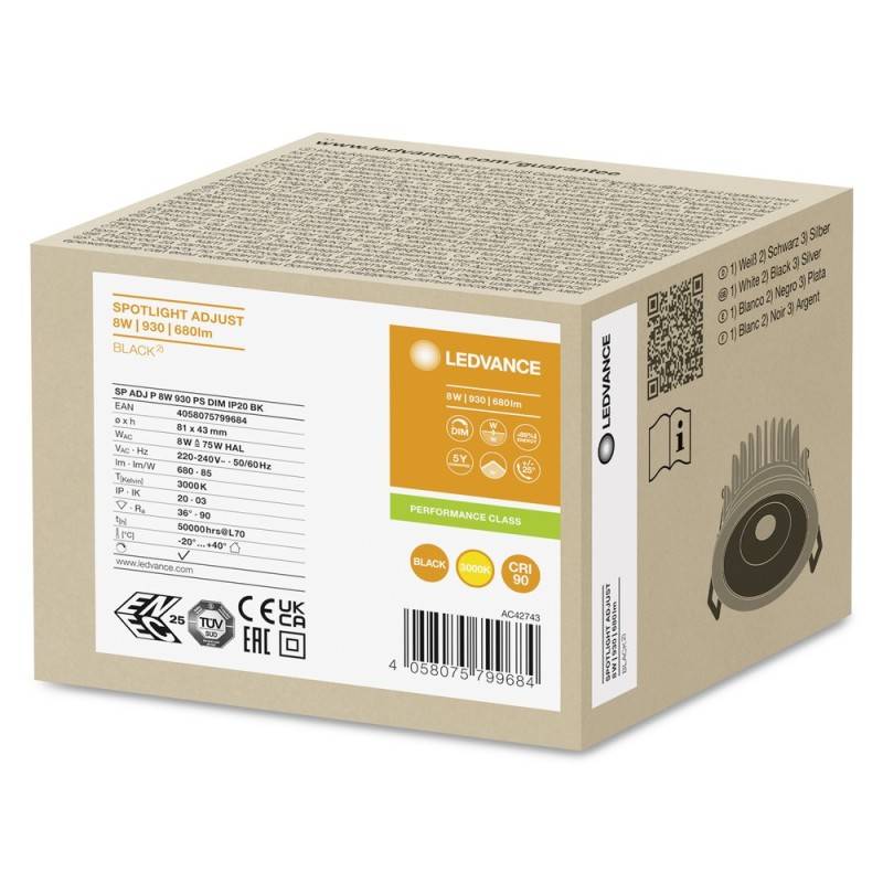 Ledvance LED-Einbaustrahler SPADJP8W930PSDIP20BK-4