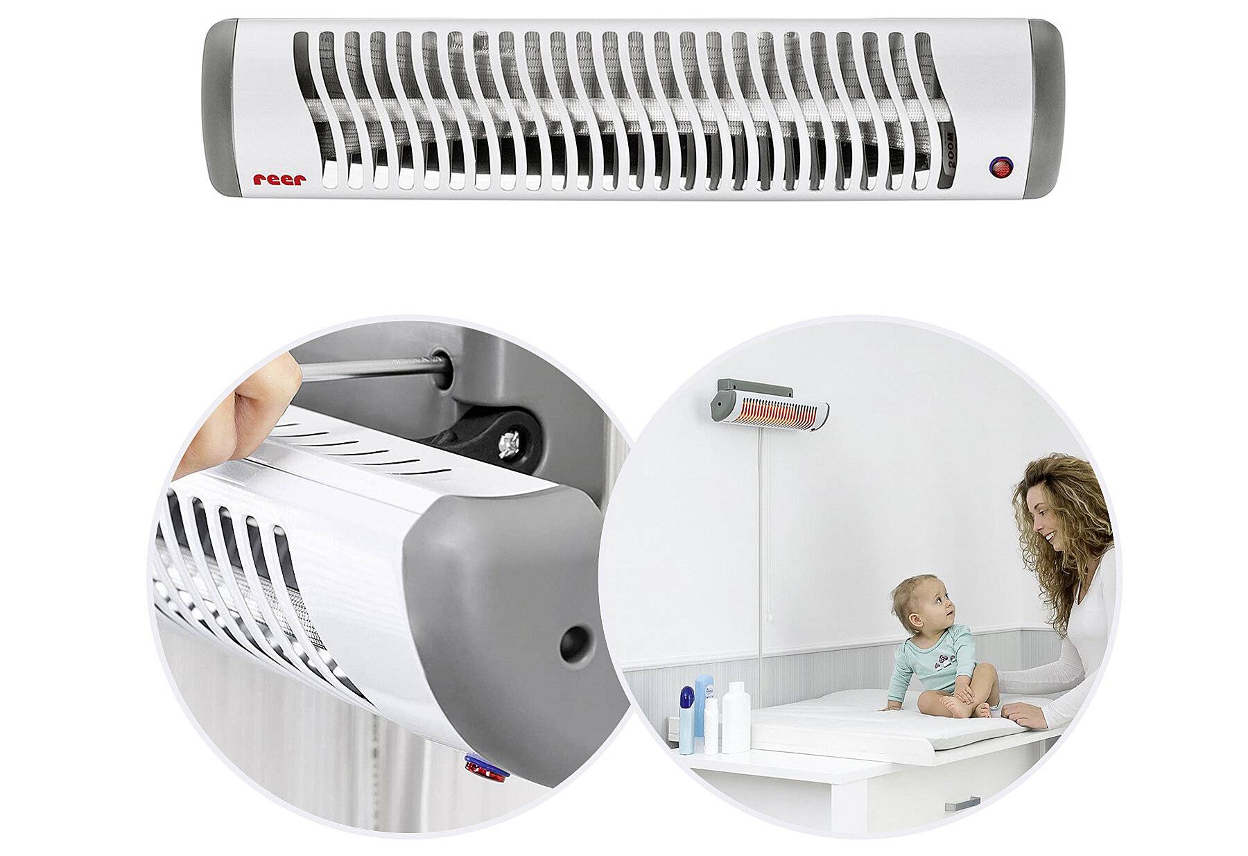 Reer Wickeltischstrahler EasyHeat, Wand-Heizstrahler, Wärmelampe fürs Baby, kompaktes Design,-1