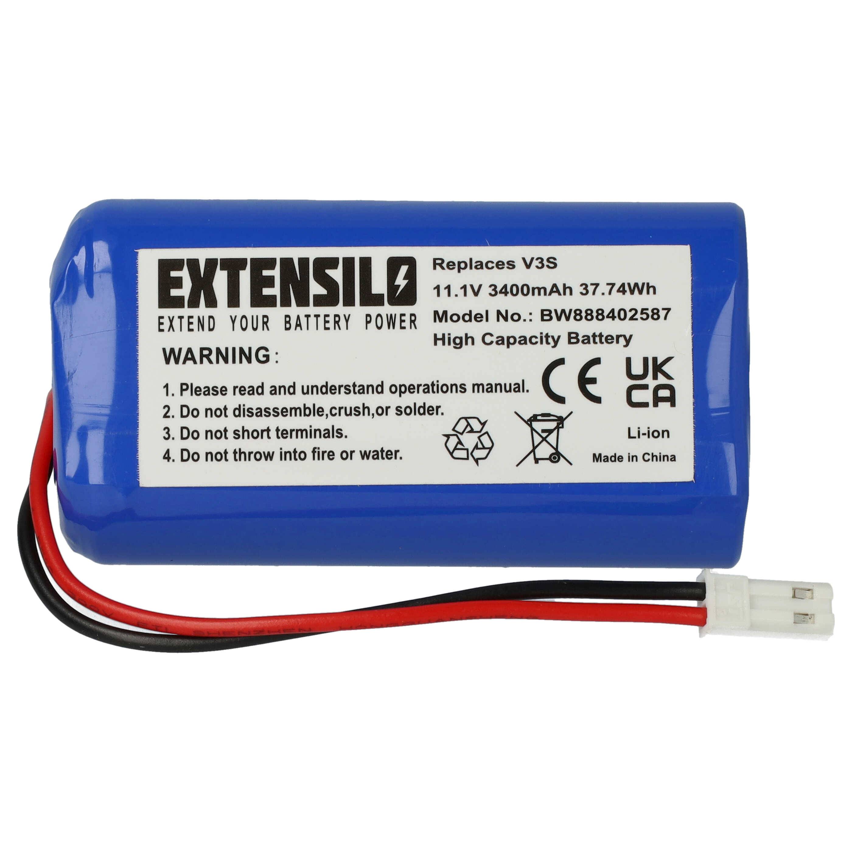 EXTENSILO Akku kompatibel mit iLife V3s | V5, V5s, V3 Staubsauger (3400 mAh, 11,1 V, Li-Ion)-0