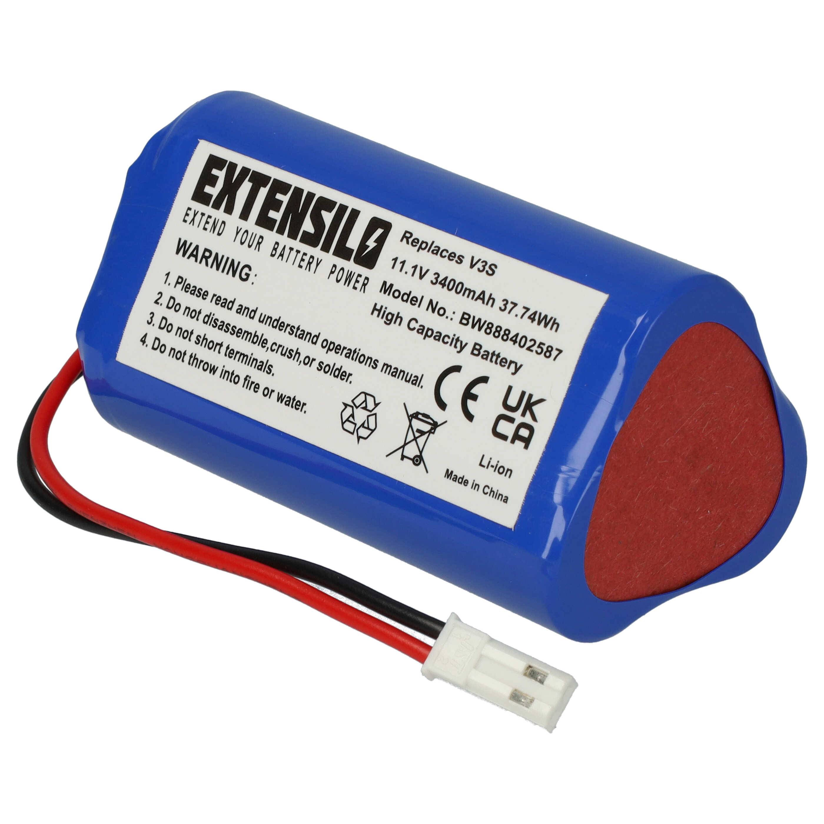 EXTENSILO Akku kompatibel mit iLife V3s | V5, V5s, V3 Staubsauger (3400 mAh, 11,1 V, Li-Ion)-1