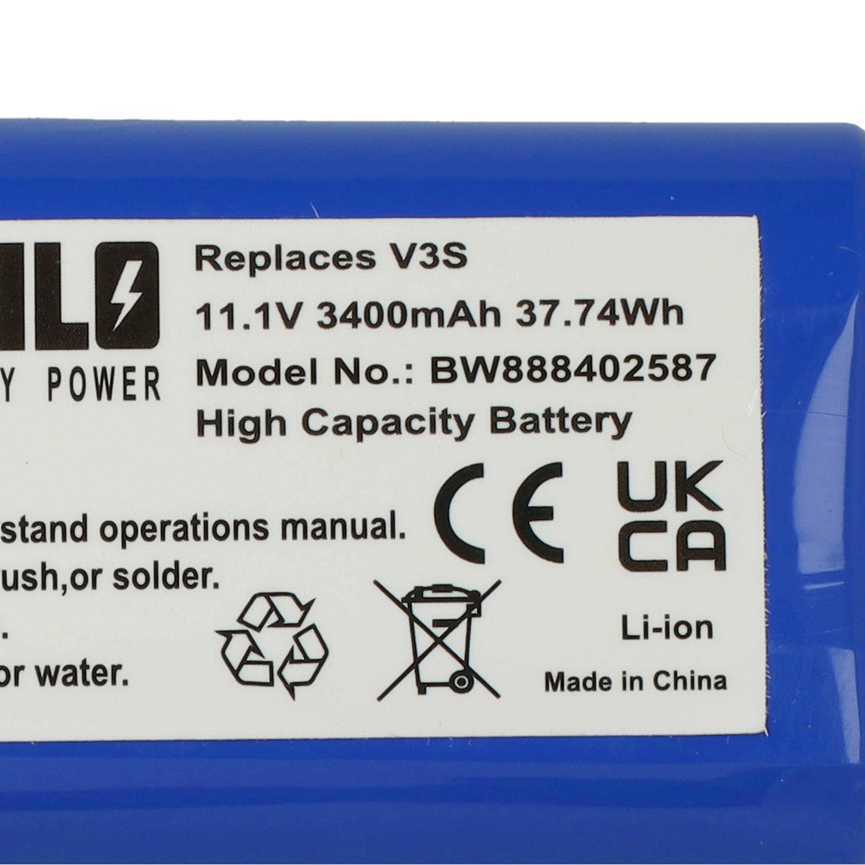 EXTENSILO Akku kompatibel mit iLife V3s | V5, V5s, V3 Staubsauger (3400 mAh, 11,1 V, Li-Ion)-4