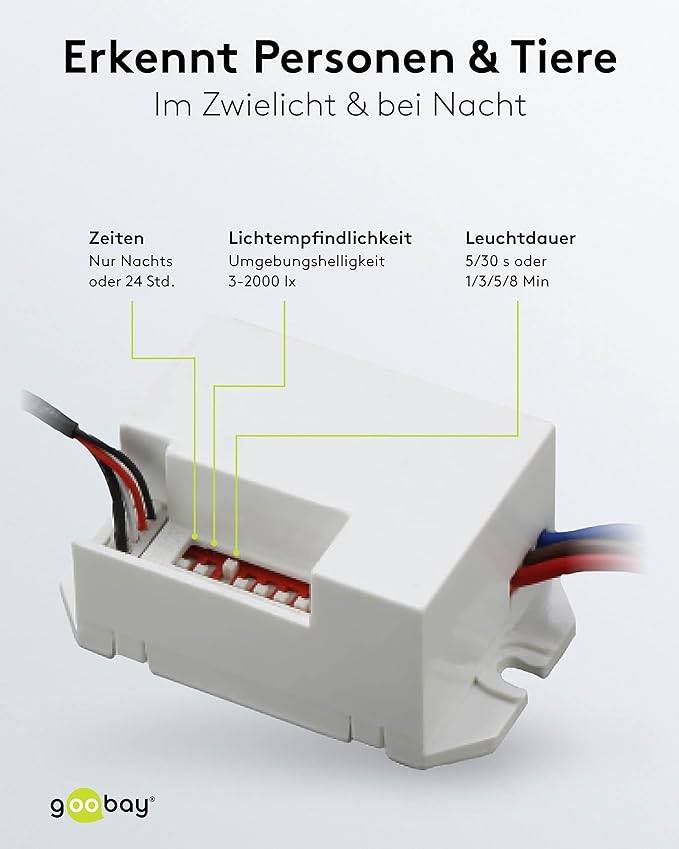 Goobay 96006 Mini Infrarot Bewegungsmelder mit 360° PIR-Sensor für LED Deckenleuchte innen Unterputz Melder, 6 m, Weiß-3