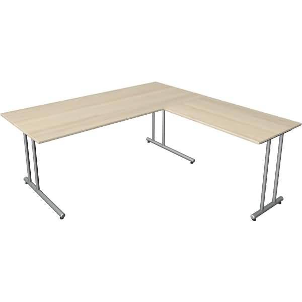 Schreibtisch start up Fuß silber BxT 180x180cm ahorn-0