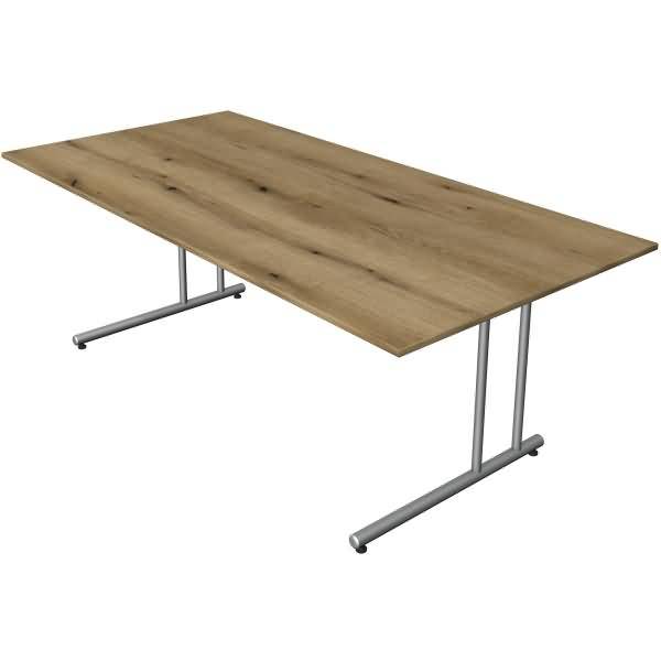Schreibtisch start up Fuß silber BxT 200x100cm eiche-0