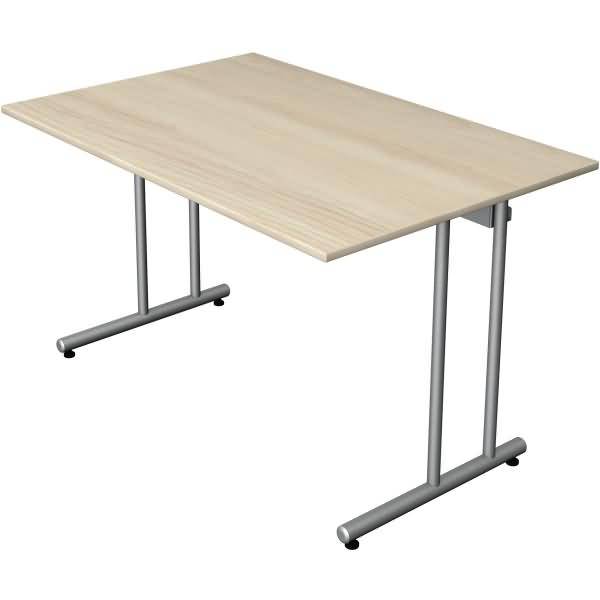 Schreibtisch start up Fuß silber 120x80x75cm ahorn-0