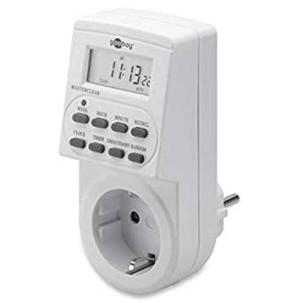 Goobay 51277 Digitale Zeitschaltuhr 3600W / Schaltuhr für Steckdose / Dauerbetrieb Timer 1 Min Takt / LCD Display / Weiß