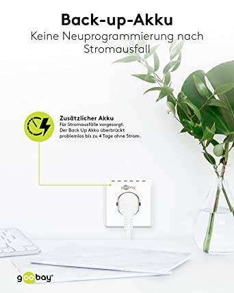 Goobay 93256 Digitale Zeitschaltuhr 3600W / 4 Tage Akku / Innen Schaltuhr für Steckdose / Timer 1 Min Takt / LCD Display-5