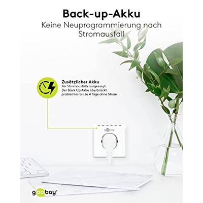 Goobay 93256 Digitale Zeitschaltuhr 3600W / 4 Tage Akku / Innen Schaltuhr für Steckdose / Timer 1 Min Takt / LCD Display-5