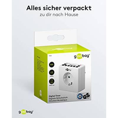 Goobay 93256 Digitale Zeitschaltuhr 3600W / 4 Tage Akku / Innen Schaltuhr für Steckdose / Timer 1 Min Takt / LCD Display-6