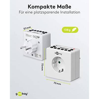 Goobay 93256 Digitale Zeitschaltuhr 3600W / 4 Tage Akku / Innen Schaltuhr für Steckdose / Timer 1 Min Takt / LCD Display-2