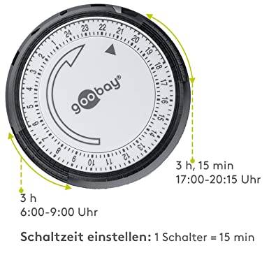 Goobay 55538 Analoge Zeitschaltuhr 3500W / Mechanische Schaltuhr für Steckdose / 15 Min. Takt Dauerbetrieb LED / 2er Set-2