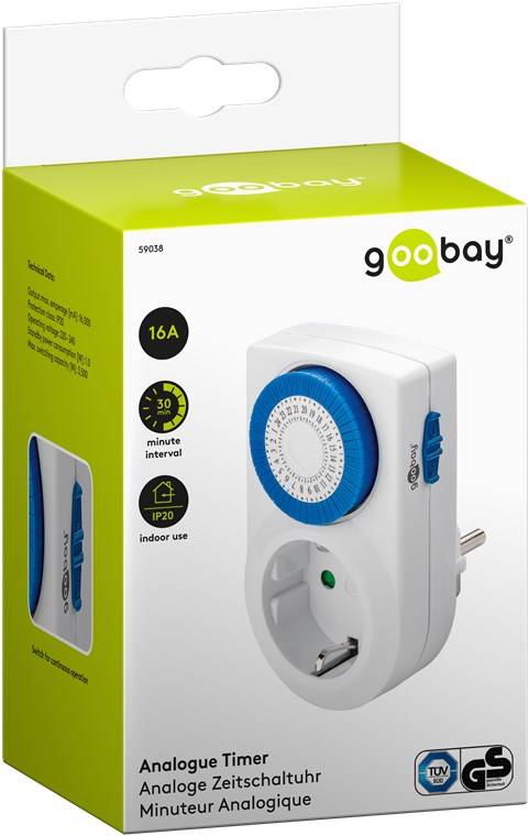 Goobay 59038 Analoge Zeitschaltuhr 3500W / Mechanische Schaltuhr für Steckdose / 30 Min Takt / Schalter für Dauerbetrieb-6