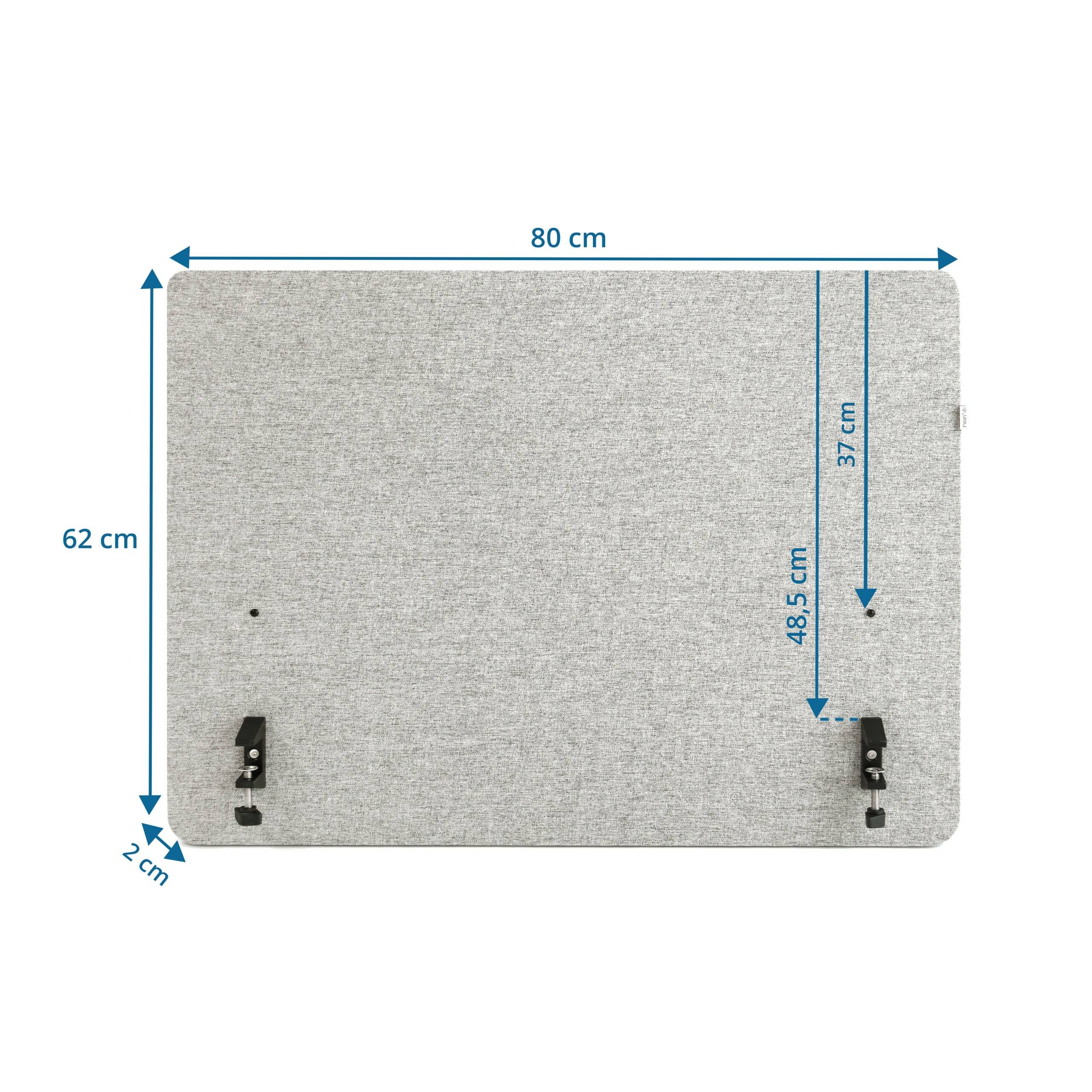Akustik Tischtrennwand FLEXMIUT D SIDE 80 cm hellgrau hjh OFFICE-1