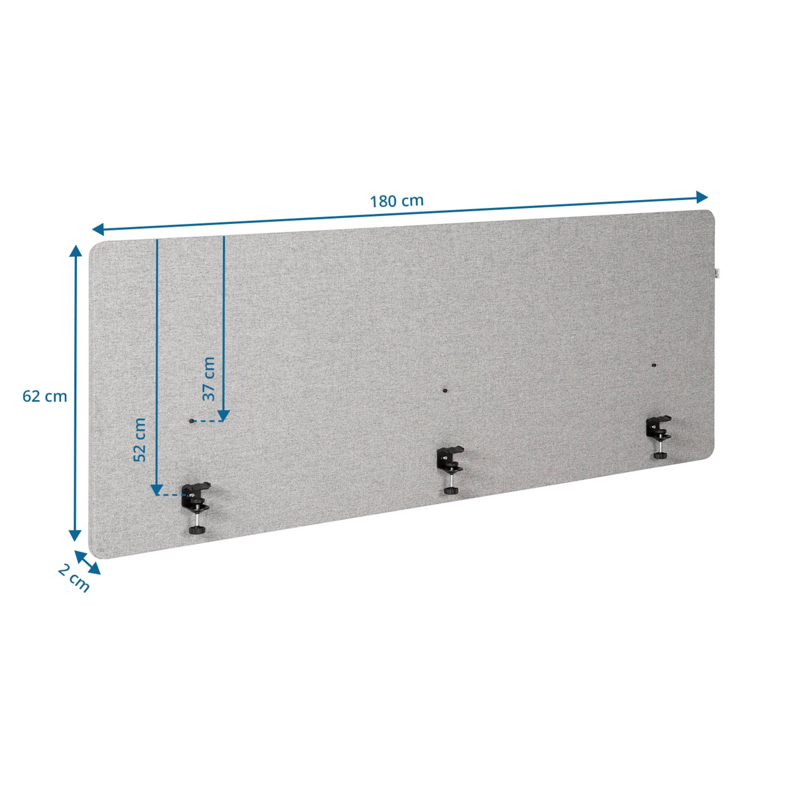 Akustik Tischtrennwand FLEXMIUT D 180 cm hellgrau hjh OFFICE-1