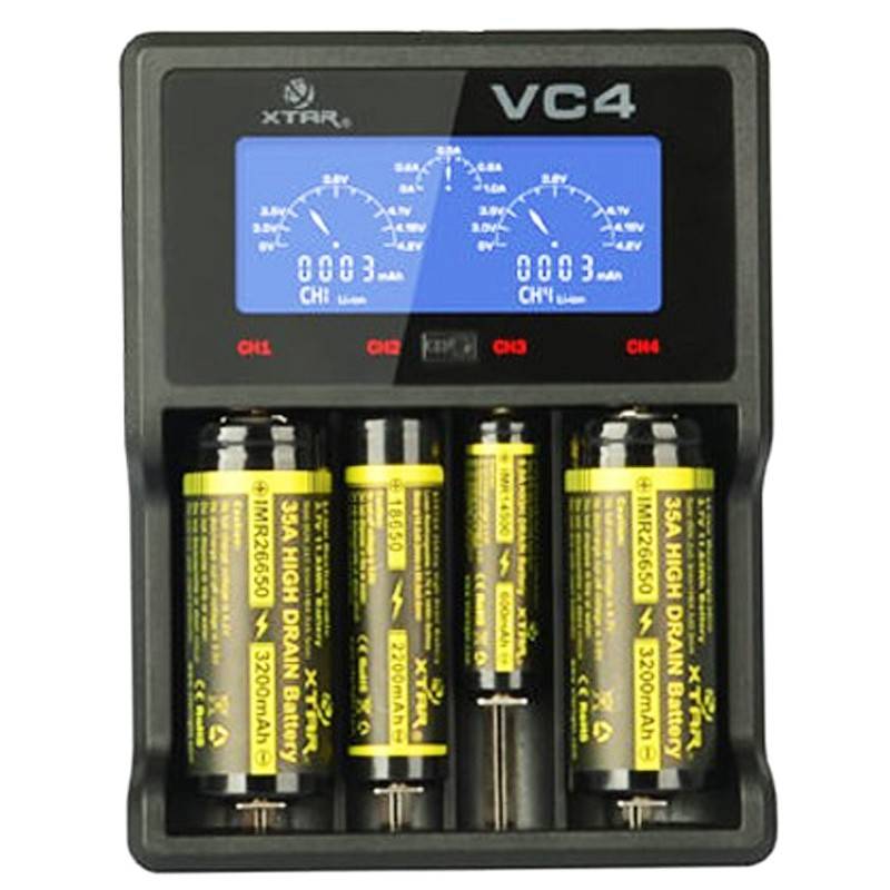 XTAR VC4 Schnell-Ladegerät inkl. 4 Panasonic eneloop Standard BK-3MCC1 AA Mignon Akkus + AkkuSafe-1