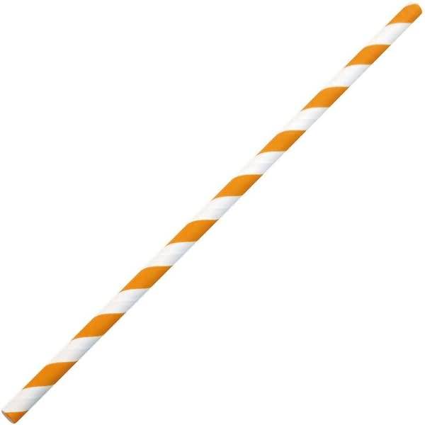 Papiertrinkhalme Bio Classic 6x197mm gestreift orange/weiß VE=100 Stück-1