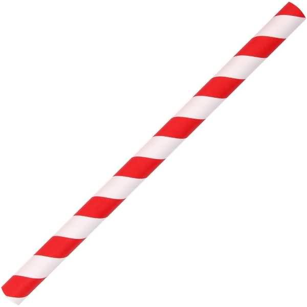 Papiertrinkhalme Bio Cocktail 8x130mm rot/weiß gestreift VE=100 Stück-1