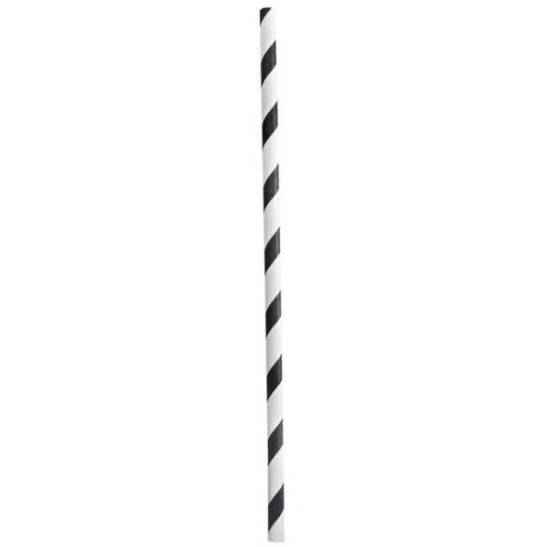 Papiertrinkhalme Bio Flex 6x197mm schwarz/weiß gestreift VE=100 Stück