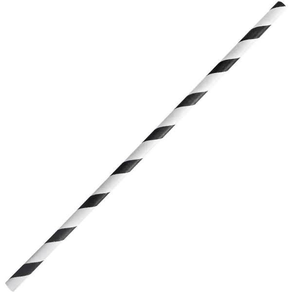 Papiertrinkhalme Bio Classic 6x197mm gestreift schwarz/weiß VE=100 Stück-1