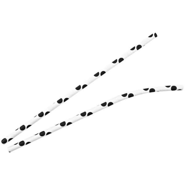 Papiertrinkhalme Bio Flex 6x197mm schwarz/weiß gepunktet VE=100 Stück