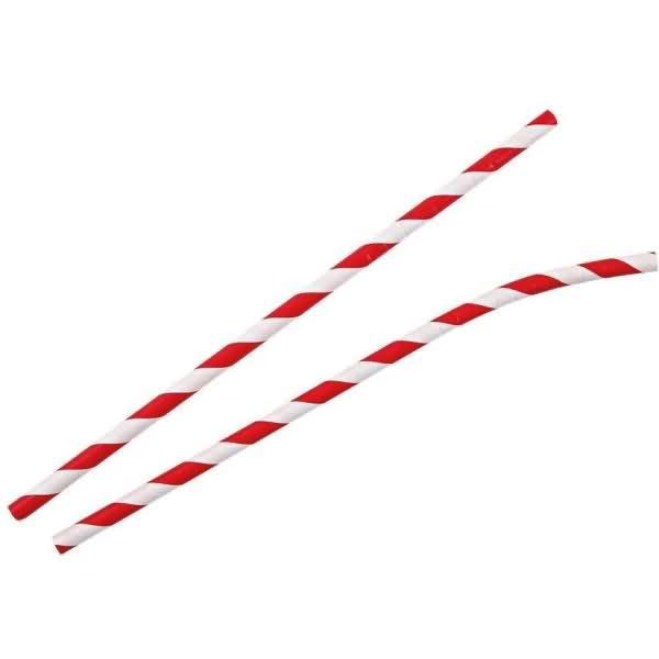 Papiertrinkhalme Bio Flex 6x197mm rot/weiß gestreift VE=100 Stück-0
